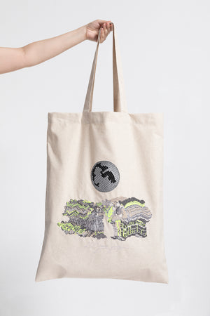 G&T Canvas Bag - Natural with Neon Yellow - Vertical